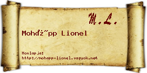 Mohápp Lionel névjegykártya